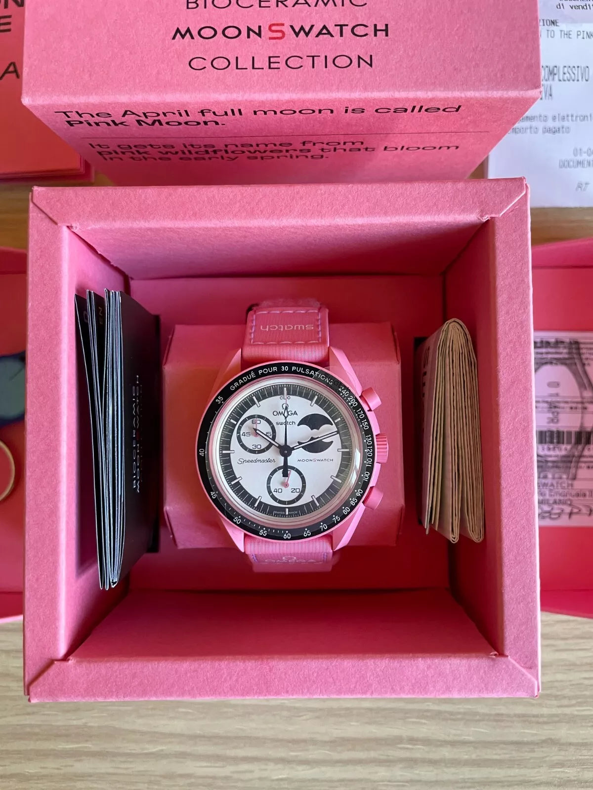 OMEGA X SWATCH MISSION TO THE MOONPHASE THE PINK